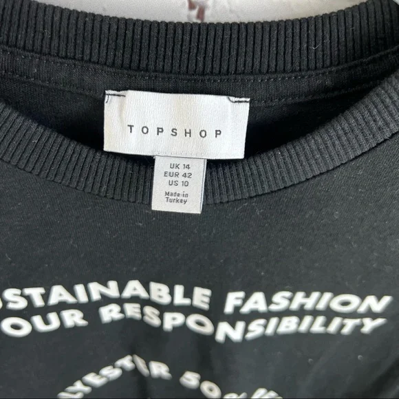 NWOT Topshop black t-shirt sustainable fashion size 6 - Picture 3 of 5